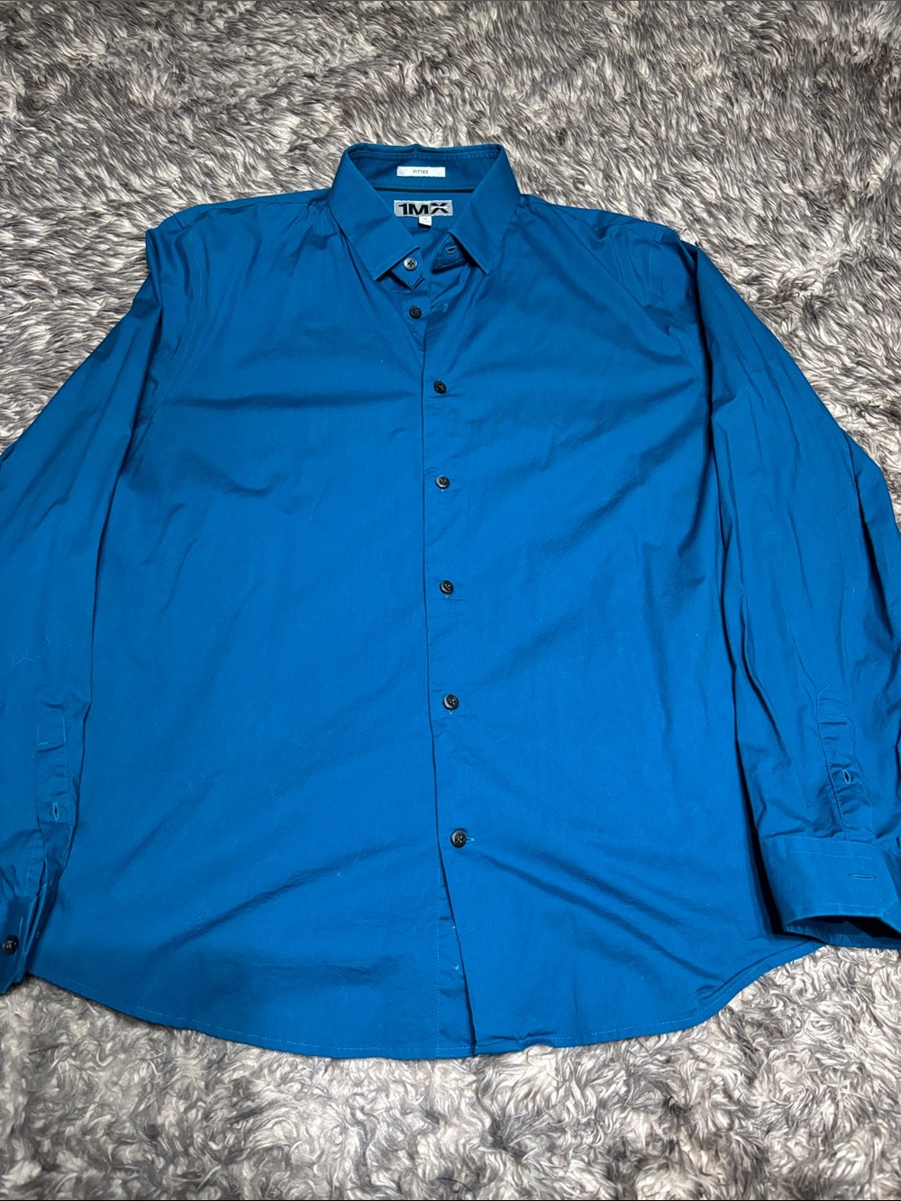Express Men’s Bright Blue Long-Sleeve Dress Shirt